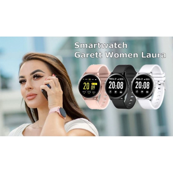 Garett Electronics Frauen Smartwach mit Sportmodi - Schrittzähler - Herzfrequenzmesser - Blutdruckmessgerät - Pulsoximeter- IP67