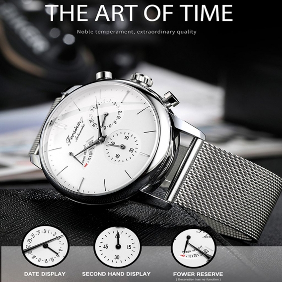 Herren automatische mechanische Uhr Powers Date Display Business Casual Armbanduhr fuer Herren