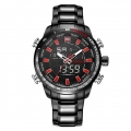 NAVIFORCE Luxus-Dual-Display Digital Quarz Herrenuhr Edelstahl leuchtende Sportuhr Chronograph Wasser-Proof Man Clock + Geschenk