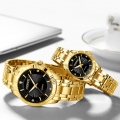 Paar Uhren CHENXI Seine und Ihre Quarz Analog Armbanduhr fuer Paar Goldene Uhr mit Edelstahlband Leuchtzeiger 3ATM Wasserdichte 