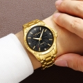 Paar Uhren CHENXI Seine und Ihre Quarz Analog Armbanduhr fuer Paar Goldene Uhr mit Edelstahlband Leuchtzeiger 3ATM Wasserdichte 