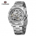 FORSINING Maenner Luxury Skeleton Automatic Wicking Mechanische Uhren Exquisite Edelstahl Armbanduhr
