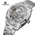 FORSINING Maenner Luxury Skeleton Automatic Wicking Mechanische Uhren Exquisite Edelstahl Armbanduhr