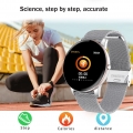 Smartwatch 1,3 zoll Silber Frauen Metall wasserdicht ip67 Blutdruckmessung multi sport modi smart watch band
