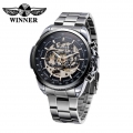 WINNER Ausgehoehlte halbautomatische mechanische Uhr Hochwertige Business Style Uhr Luxus Handaufzug Man Armbanduhr