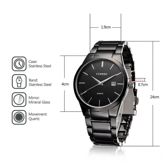 CURREN Jahrgang Armbanduhr einfache Dial Plate Edelstahl Uhr mit Kalender