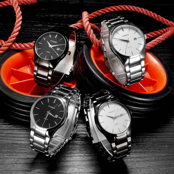 CURREN Jahrgang Armbanduhr einfache Dial Plate Edelstahl Uhr mit Kalender