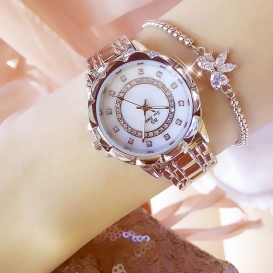 More about Frauen-Art- und Weiseuhr-Metallkasten-Band-analoge Armbanduhr-funkelnde Diamant-Quarzuhr