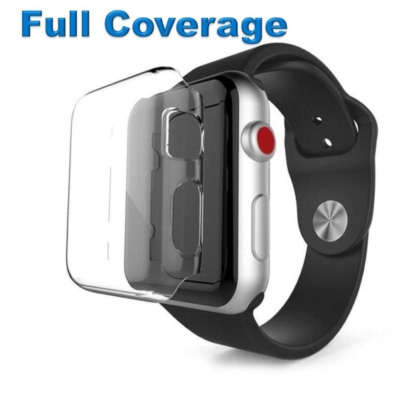 Genieforce® Tough HD+ Ultraklare Transparent und stoßfeste 360˚ All-Round Premium Schutzhülle für Apple Watch 38mm, 1st Gen. / S