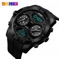 SKMEI 1355 Maenner Quarz 3 Zeit Chrono Uhren Countdown Analog Digitalanzeige Armbanduhr 5ATM Wasserdicht Mode Laessig Hintergrun