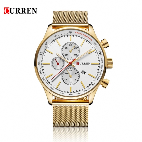 CURREN 2016 Marke LuxuxMens Quarz-beilaeufige Uhr 30M Taegliche Wasserdicht Mann Geschaefts-Armbanduhr W / Kalender-Uhr fuer Man