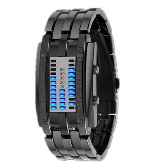 Wasserdichte ueberzug-Uhr-Luxusedelstahl-binaere leuchtende LED-elektronische Anzeigen-Uhren