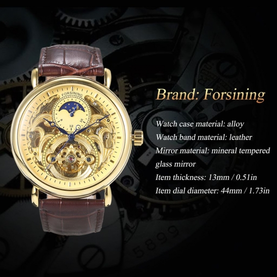 Forsining Herrenmode-Luxus-Hohluhr-klassischer Charme-automatische mechanische Armbanduhr