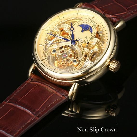 Forsining Herrenmode-Luxus-Hohluhr-klassischer Charme-automatische mechanische Armbanduhr