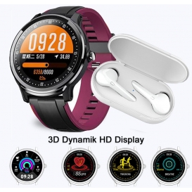 More about LOOKit Enjoy Mulisport Fitness  Smartwatch  (purple) 4,5cm Durchmesser 3D Dynamics HD Display   Activity Tracker  + CZ5 weiß  Ea