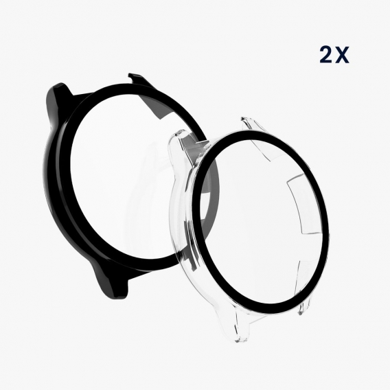 kwmobile 2x Hülle kompatibel mit Honor Watch GS 3 - Fullbody Fitnesstracker Glas Cover Case Schutzhülle Set Schwarz Transparent