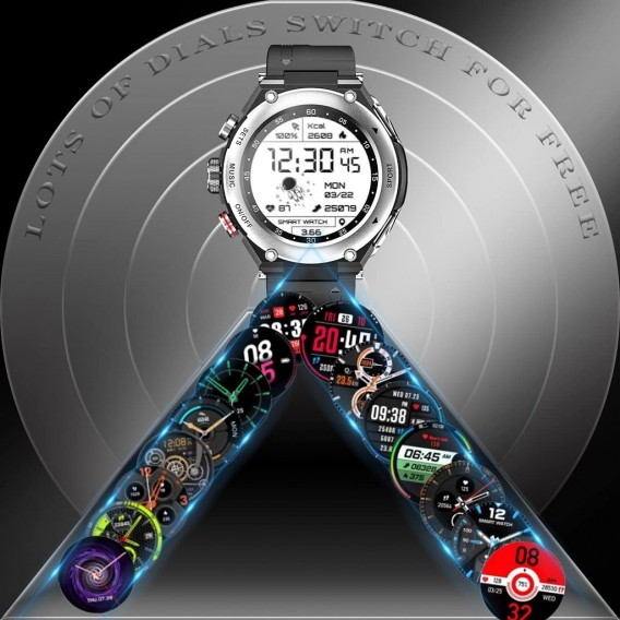 X Xhtang Smart Watch mit Ohrhörern, runder 3-in-1-Fitness-Tracker,1,28-Zoll-Bluetooth-Uhr mit Lautsprecher, Aufnahme, Anrufen, K