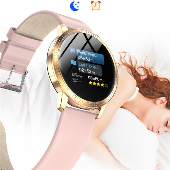 Neu CF18 Smartwatches 1,22 Zoll Metall wasserdicht IP67 Blutdruckmessung Multi-Sport-Modus Smartwatch Pink