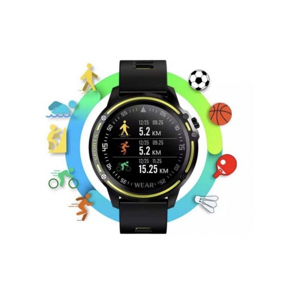 Smartwatch und Sportuhr HT-L8 mit Funktionen zur Herzüberwachung, wasserdicht in Schwarz