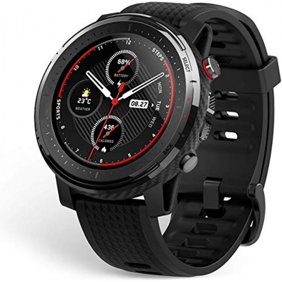 Amazfit Stratos 3 Smartwatch Sportuhr mit 1,34 Zoll MIP-Display, 19 Sportmodi, GPS- und Musikspeicher, 5 ATM wasserdicht, Herren
