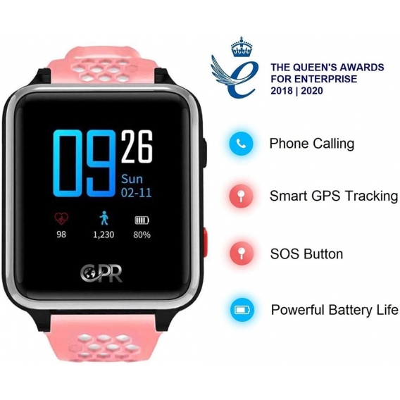 WATCHU GPS Tracker Uhr Kinder - Smartwatch Kinder mit GPS Ortung, Anruf Funktion - Rosa