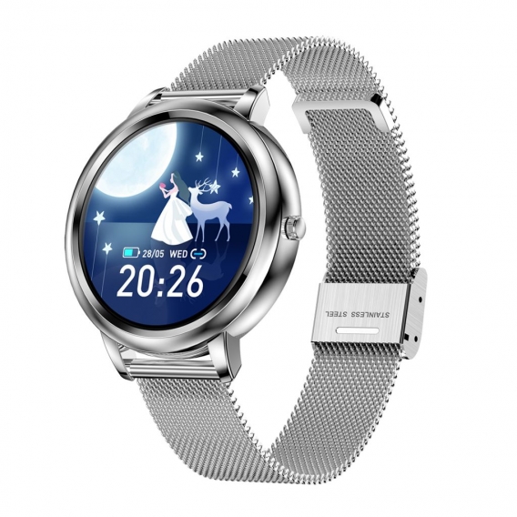 Smart Watch fuer Frauen 1,09-Zoll-Touchscreen-Herzfrequenz-Blutdruckmessgeraet Sicherer Schlaf Multisport-Modi Fernkamera IP67 W