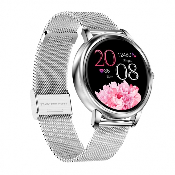Smart Watch fuer Frauen 1,09-Zoll-Touchscreen-Herzfrequenz-Blutdruckmessgeraet Sicherer Schlaf Multisport-Modi Fernkamera IP67 W