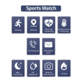 1,3-Zoll-Touchscreen Smart Armband Sportuhr Wasserdicht Sport Fitness Tracker Blutdruck Herzfrequenzmesser Blau