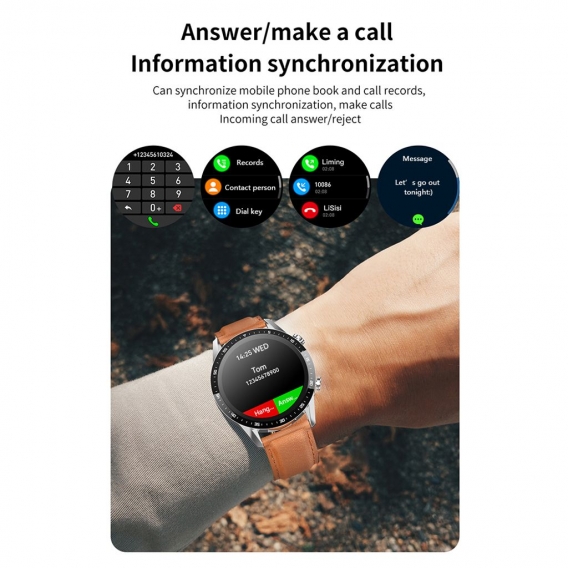 1,28 Zoll Smart Watch Telefonuhr Blutdruck- und Herzfrequenzmesser IP67 Wasserdichte Voll-Touchscreen-Uhr Fitness Tracker Multif