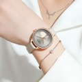 CURREN Damen Quarzuhr Lederarmband Exquisite Diamant Zifferblatt Weibliches Armband Elegante Damenuhren Armband Genaue Zeit 3ATM