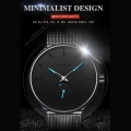 BIDEN Herrenmode Business-Uhr Ultra Thin Big Dial Armbanduhren Schwarz Minimalist Mesh Band Watch
