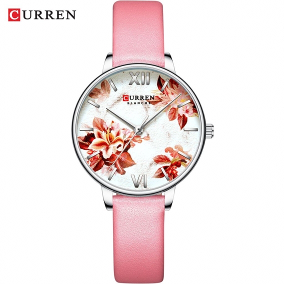 CURREN 9060 Luxus Casual Business Quarz Damenuhr Blumen Zifferblatt Elegante Exquisite Lady Armbanduhr 3ATM Wasserdichte Uhr Arm