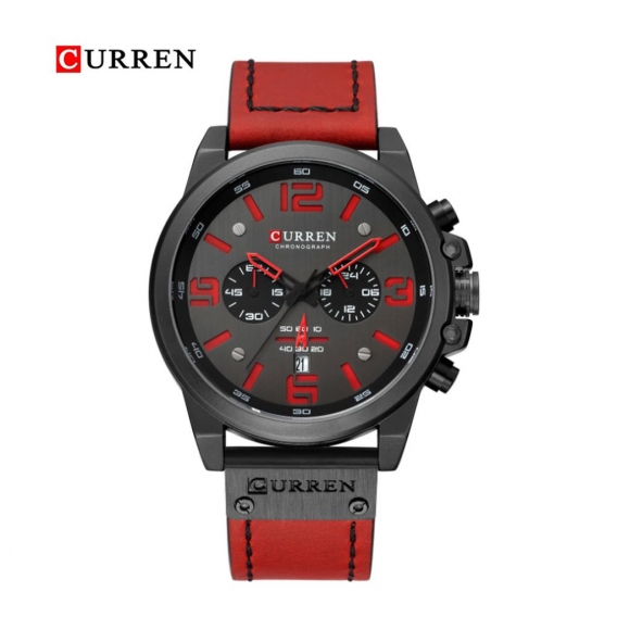 Curren Men Business Watch Mode Sechs Uhr Pin Alloy Case Lederband Uhr Kalender wasserdicht Quarz-Armbanduhr