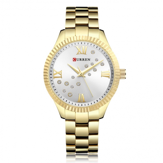 CURREN 9009 Damenuhr Quarzwerk Kristall Armbanduhr Einfache Kausal Geschenk fuer Frauen