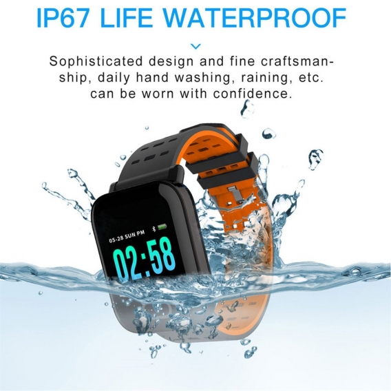 1 Stück Smart Watch , 1 Stück Benutzerhandbuch , 1 Stück USB-Kabel Farbe Orange