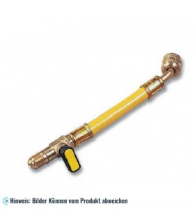 Füllschlauch "GY" 15cm mit Steckerventil, Anschlüsse gerade x 45° mit Drücker WIGAM V/GYSA/5M-5/6