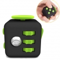 Fidget Stresswürfel  [1 Stück] Cube gegen Stress, unruhige Hände, Perfekt für nervöse Finger zur Ablenkung [Schwarz & Grün]