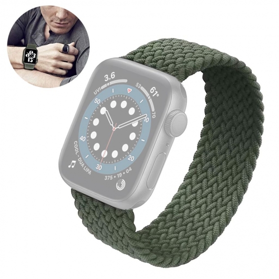 Geflochtenes Kompatibel mit Apple Watch Armband,Elastic Nylon Sport Ersatzband für iWatch Serie(38/40mm,Dunkeloliv)