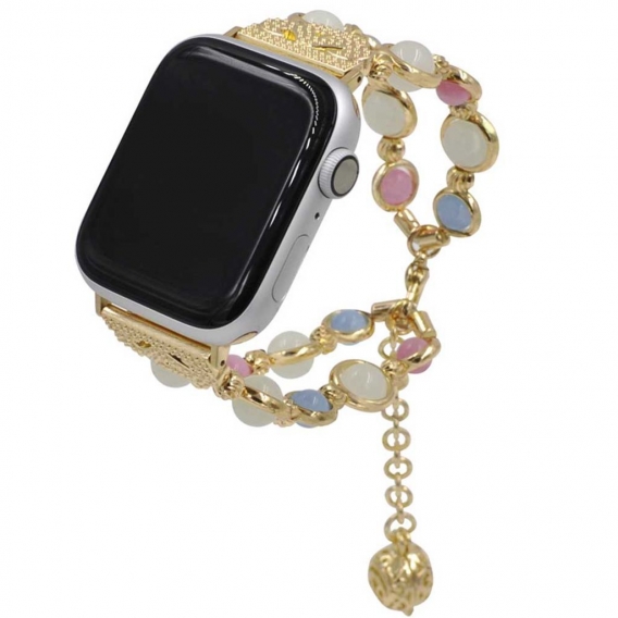 Apple Watch Band 38-40mm / 42-44mm Kompatibel Serie 5/4/3/2/1, verstellbares Armband Handgemachtes Night Luminous Pearl iWatch A