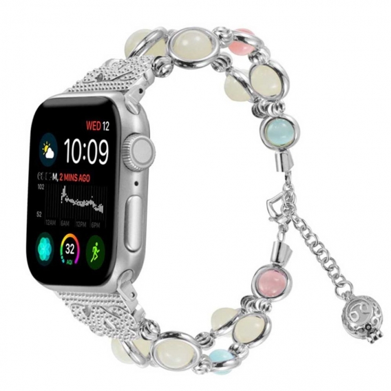 Apple Watch Band 38-40mm / 42-44mm Kompatibel Serie 5/4/3/2/1, verstellbares Armband Handgemachtes Night Luminous Pearl iWatch A