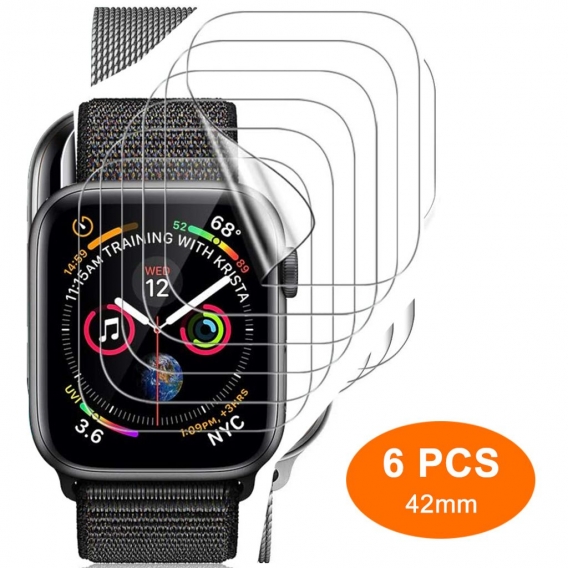 6er-Pack Displayschutzfolie Kompatibel mit Apple Watch Series 1/2/3/4/5 (42 / 44mm) Klarer TPU Anti-Bubble HD Film