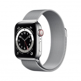 More about Apple Watch Series 6 GPS + Cellular, 40 mm silbernes Edelstahlgehäuse mit grauem Mailänder Armband