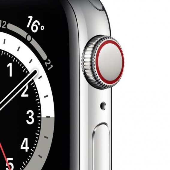 Apple Watch Series 6 GPS + Cellular, 40 mm silbernes Edelstahlgehäuse mit grauem Mailänder Armband