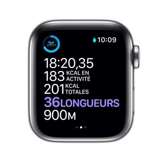 Apple Watch Series 6 GPS + Cellular, 40 mm silbernes Edelstahlgehäuse mit grauem Mailänder Armband