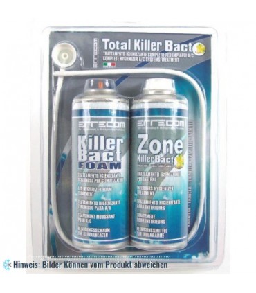 Reinigungsset für KFZ-Klimaanlagen Errecom Total Killer Bact 2 x 200 ml, Verdampfer Reinigungsschaum + Inneraum Reinigungsspray,
