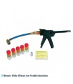 Einfüllpistolenset mit Einfüllpistole, Schlauch-Adapter R134 , Adapter 1/4", UV Farbstoff Dosen (6 Stück) WIGAM MINI-IS