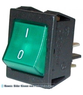 Wippschalter (0-1) 2-polig beleuchtet grün 16A
