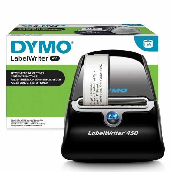 DYMO LabelWriter 450 Turbo Etikettendrucker | für bis zu 70 Etiketten/Minute | USB | 300 dpi. Thermodirekt Etikettiergerät | für