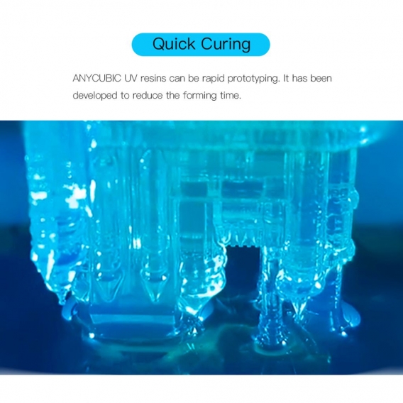 ANYCUBIC 3D-Drucker Harz 405nm LCD Schnellhaertendes Harzmaterial Hohe Praezision Grosse Stabilitaet fuer LCD 3D-Druck 500g Grau