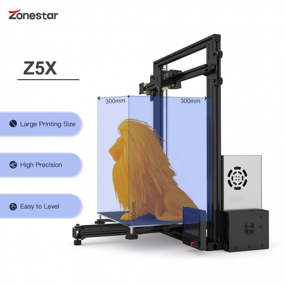 Zonestar Z5X 3D-Drucker 0,06 mm hochpraeziser, 300 x 300 x 400 mm Druckgroesse [60% vormontiert]